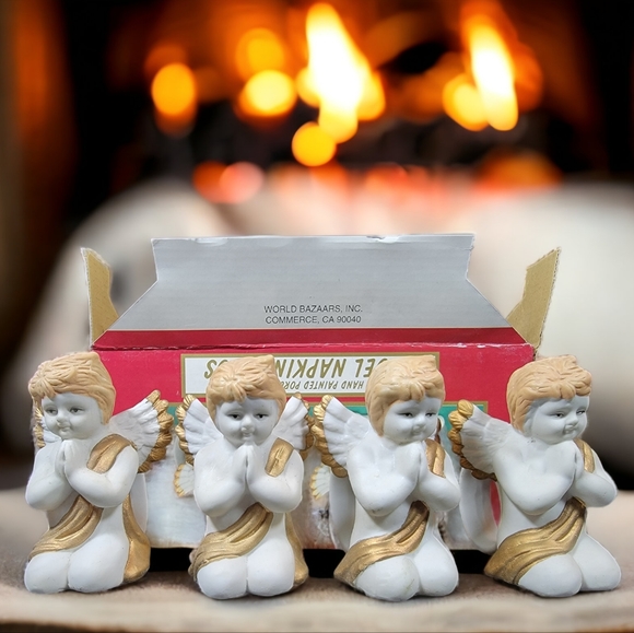 World Bazaars Porcelain Bisque Angel Napkin Holders (Set of‎ 4) - Picture 7 of 7
